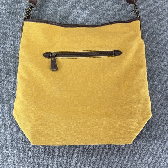 NWT Anngoti Yellow Canvas Leather Shoulder Crossbody Purse Bag Aztec Western - Picture 4 of 15